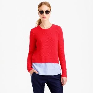 J. Crew Lambswool shirttail sweater red blue XXS